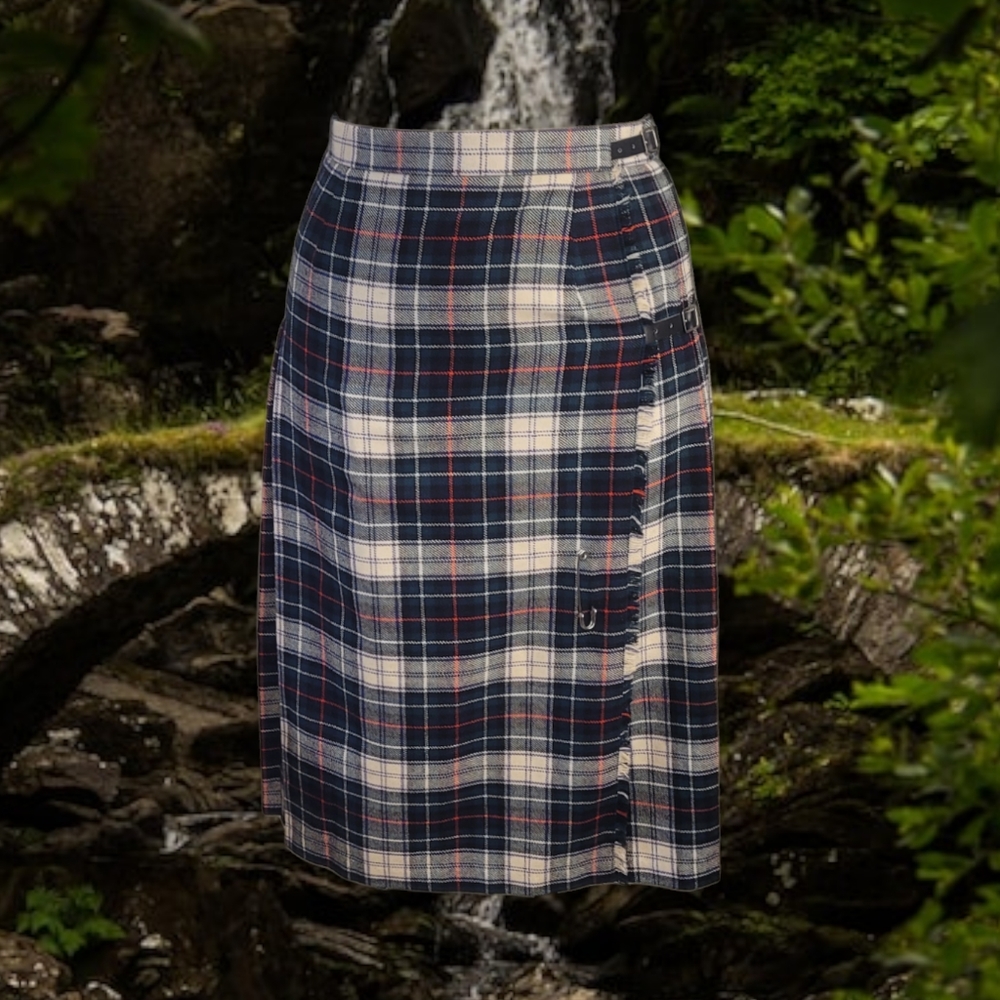 Vintage Plaid Wool Kilt Skirt